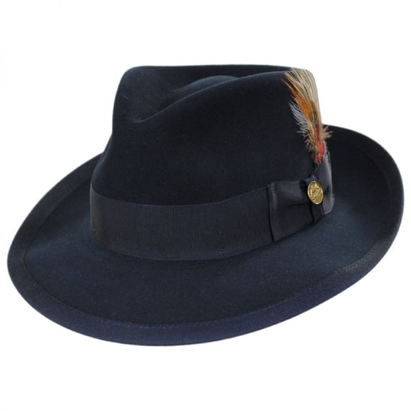 Whippet Fur Felt Fedora Hat - 7.375 - Navy Blue