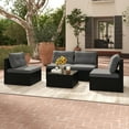 thumbnail image 2 of Gymax Set Of 5 Outdoor Furniture Set w/ Seat & Back Cushions Tempered Glass Tabletop, 2 of 10
