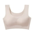 thumbnail image 1 of B91xZ Soutien-Gorge Sans Fil pour Femmes, Double Soutien, Col Rond, Sport, Beige TTG, 1 of 4