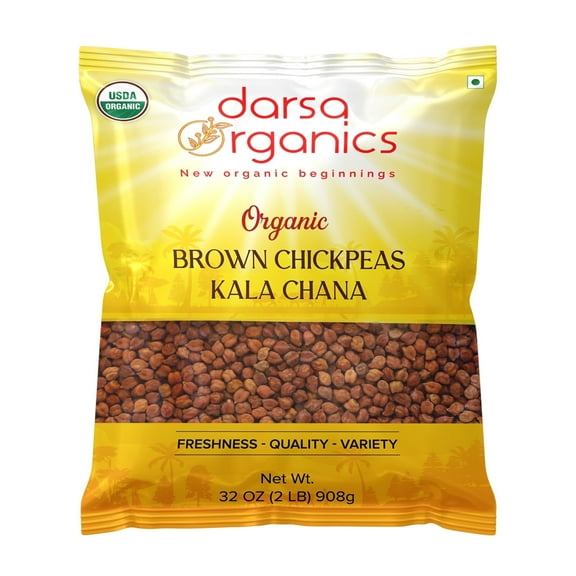 Darsa Organics Black Chickpeas Lentils, Kala Chana Dal, 2 lb USDA Organic Brown Garbanzo Beans, Non-GMO, Ideal for Vegan & Gluten-Free Diets, Chemical-Free Food Grade Pouch