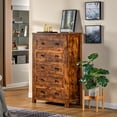 Amerlife Solid Oak Metal Wooden 5 Drawers Dresser, Rustic Brown Tall Chest for Bedroom - Walmart.com