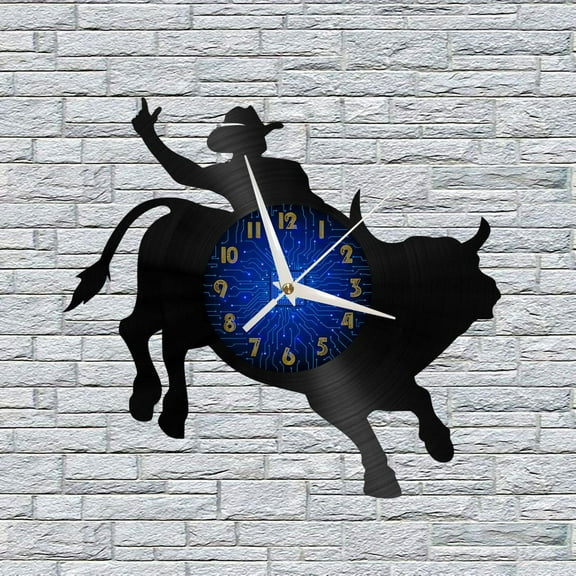Bullfighting 2 12 Inch Vinyl Record Wall Clock - Silent, Creative, and Unique Clock for Living Room, Entryway, or Bedroom Decor - Perfect Gift Idea(12 inchs B without LED)