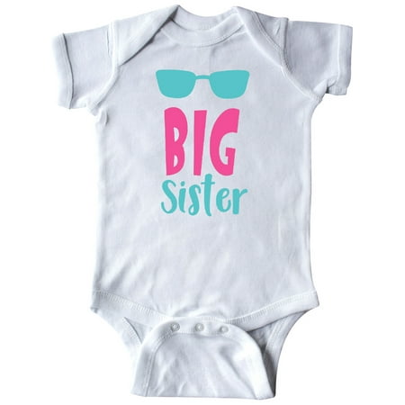 

Inktastic Big Sister Older Sister Sunglasses - Blue Pink Gift Baby Girl Bodysuit
