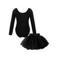 thumbnail image 4 of ZDHoor Girls Gymnastics Ballet Dance Dress Long Sleeve Leotard with Tutu Skirt Ballerina Outfit Black 3, 4 of 7