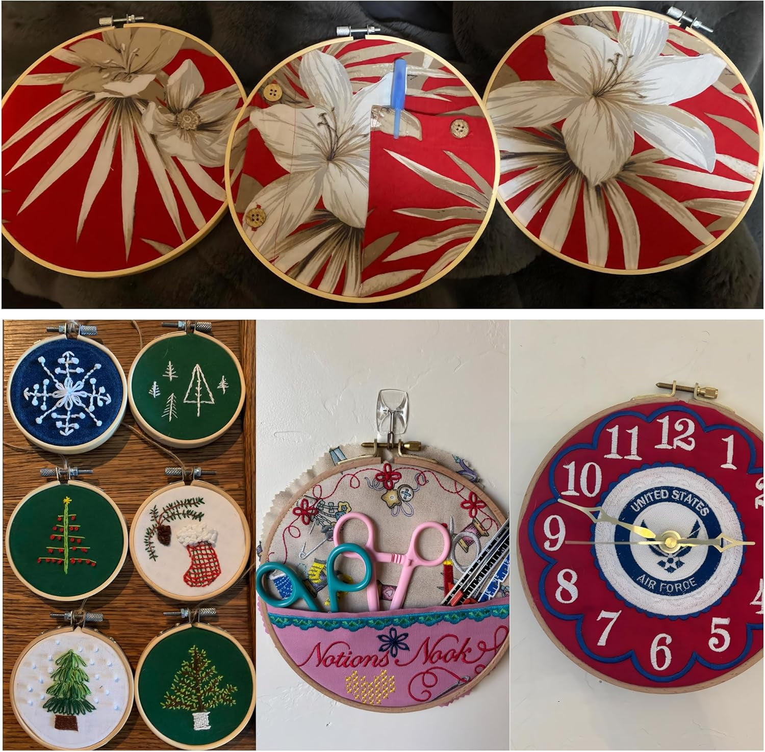 Wooden Embroidery Hoops : Cross Stitch Hoop 6 PCS,Embroidery Hoop Frame for Crafting, Cross-Stitch and Fabric Painting,Mini Embroidery Hoops (12in/30cm)