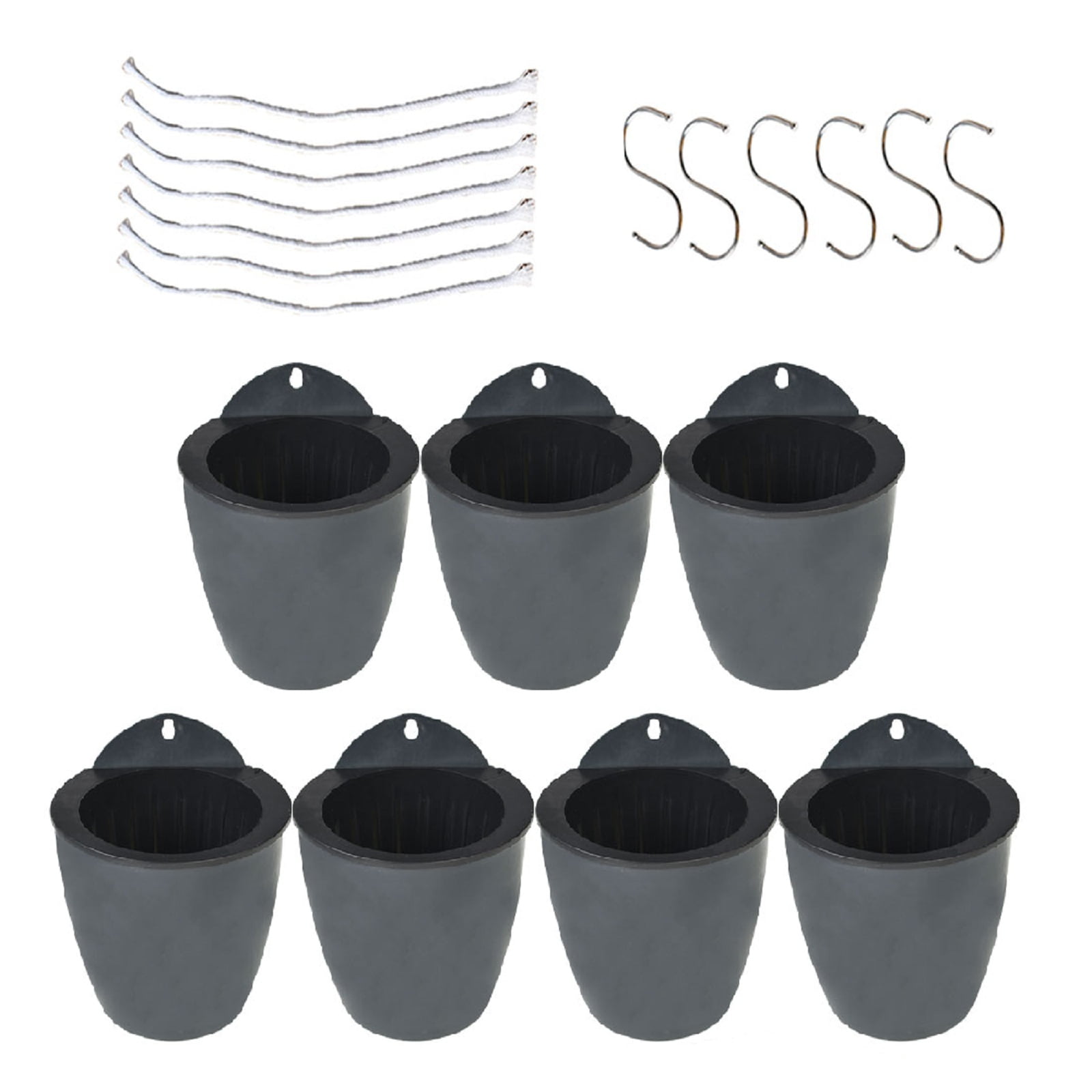 NEW 7Pcs Self-watering Plant Flower Pot Wall Hanging Plastic Planters with Hook 