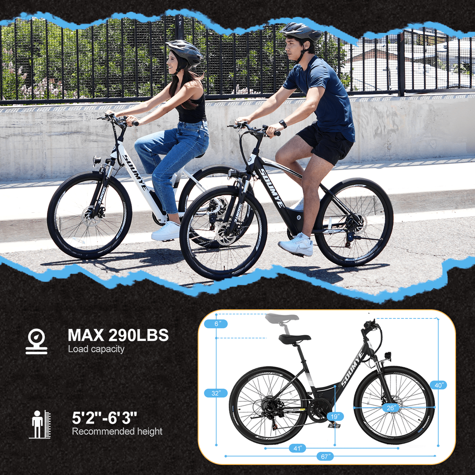 Electric Mountain Bike for Adults 26" Step-Thru/Over Commuting Ebike for Men Women with Peak Power 540w, 360Wh Built-in Battery, LCD Display, 7 Gears & Front Shock Absorber