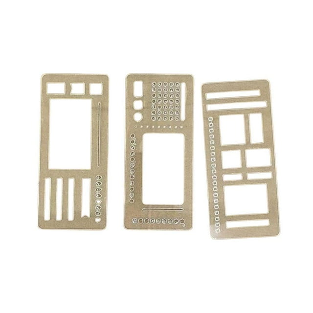 Handmade Flexible 3-Pack Reusable Stencils Drafting Tool - Perfect for Notebooks, Diaries & Creative Crafting - PET Material, Durable & Portable