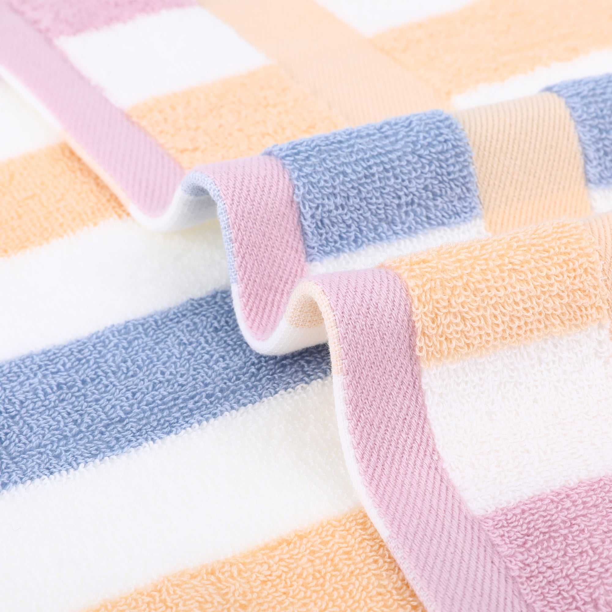 Unique Bargains Striped Cotton Absorbent Soft Hand Towel 13" x 29" Blue Purple Pack of 1