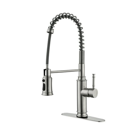 Kitchen Faucet Single Handle Pull Down Sprayer - 360° Swivel Spring Kitchen Sink Faucet with Spot Resistant Finish Brushed Nickel   Stainless Steel