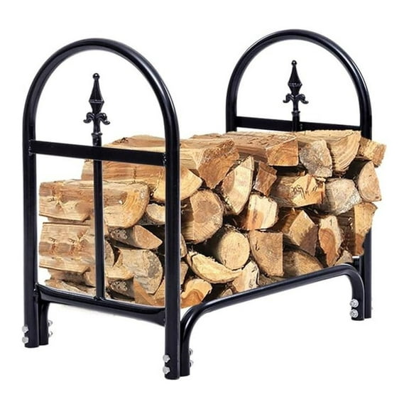 Firewood Rack, 24 Inch Fireplace Wood Storage Stand for Indoor and Outdoor, Heavy Duty Steel Fire Log Stacker Holder for Stove Fireplace (Single Head, 2 FT) Black