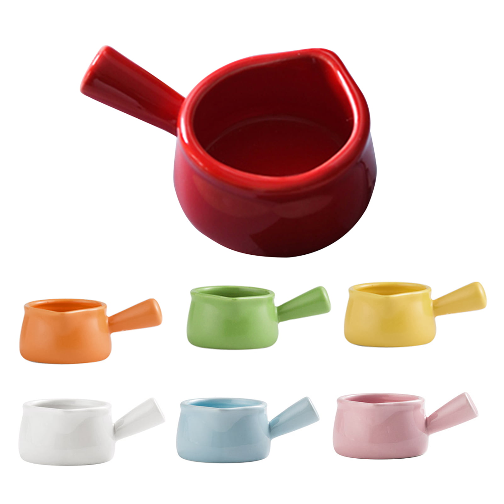 Ceramic Syrup Pitcher Stoneware Jar Coffee Milk Jug Small Elegant Cup Red 8 OZ 