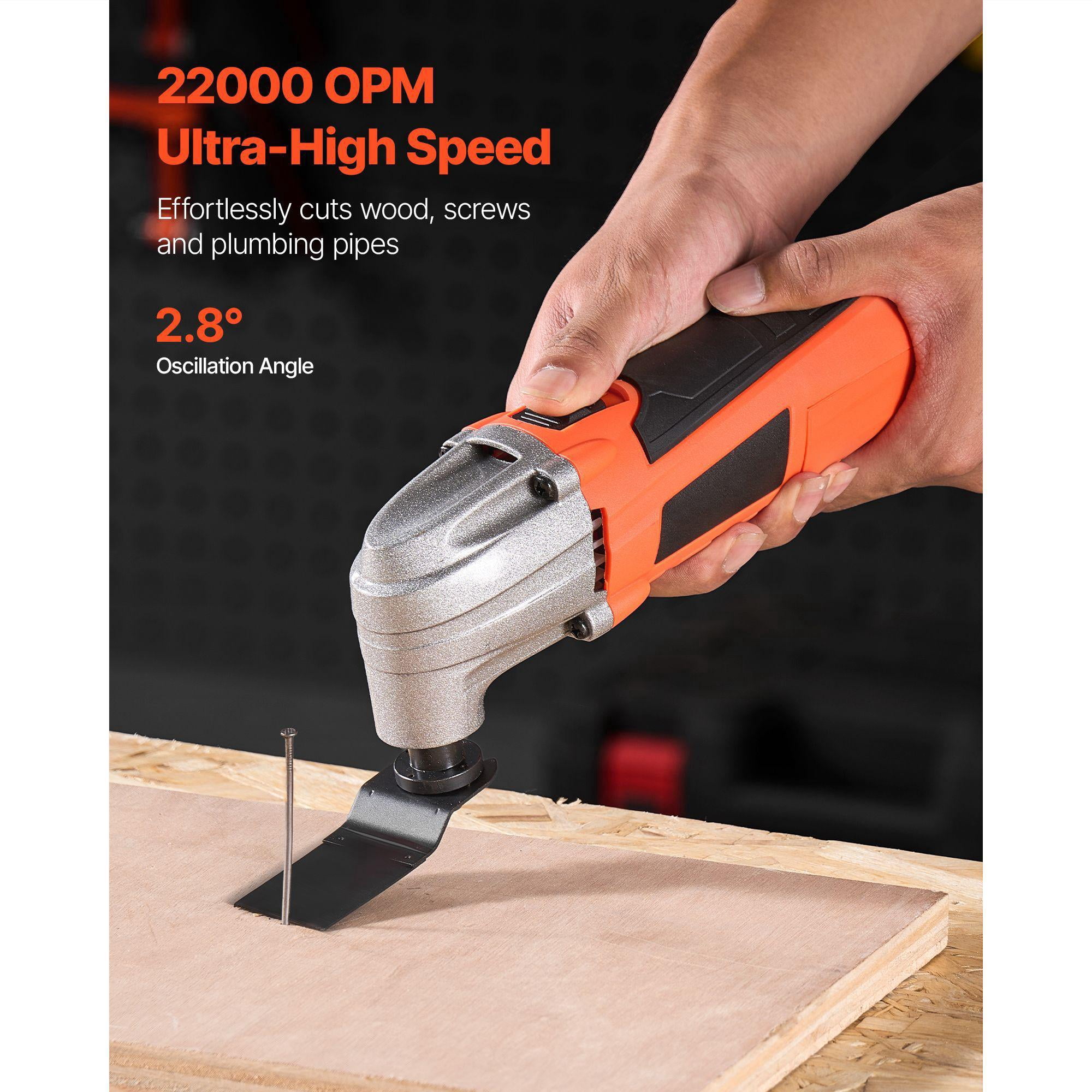 Reciprocating Multi Tool Set 2.2A 22000 OPM Corded 2.8 Degree Angle with 7 Piece Saw Blade Kit for Cutting Scraping Sanding Floor Removal