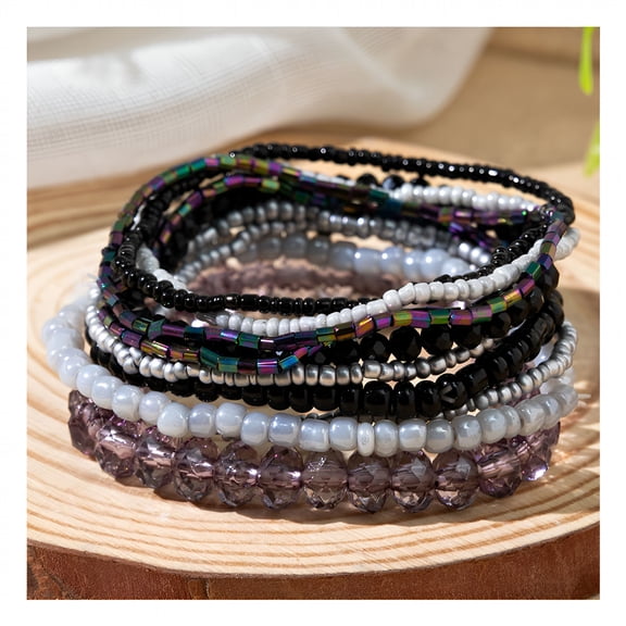 DESIGNICE Colorful Stackable Crystal Glass Beads Stretch Bracelets Multilayered Bracelets for Women Bohemian Jewelry