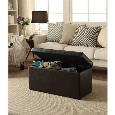 Ottoman Leather Hinged Storage Container Coffee Table Foot ...