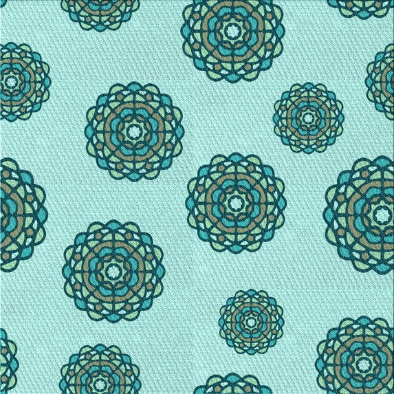 Ahgly Company Indoor Square Patterned Deep-Sea Green Area Rugs, 6' Square