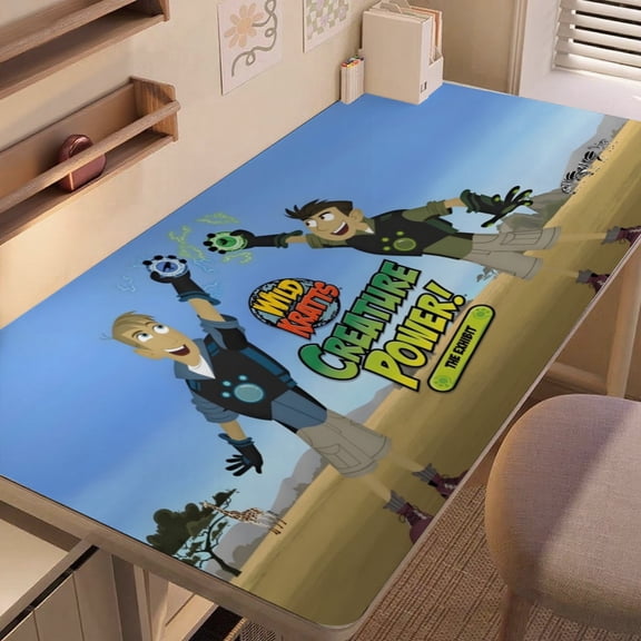 Wild Kratts-themed extra-large Non-Slip Base leather Desk Table mat—versatile for computer desks, dining tables, and more.12"x24"(30X60cm）
