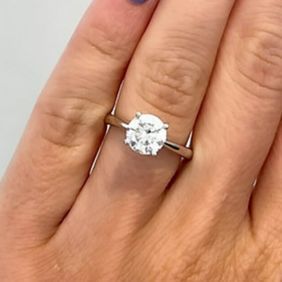 2Ct Lab Created Diamond Round Cut Women's Engagement Ring 14K White Gold Plated