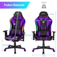 thumbnail image 2 of Gymax Chaise de Jeu Réglable Pivotante Chaise d'Ordinateur avec Lumières LED Dynamiques Violet, 2 of 10