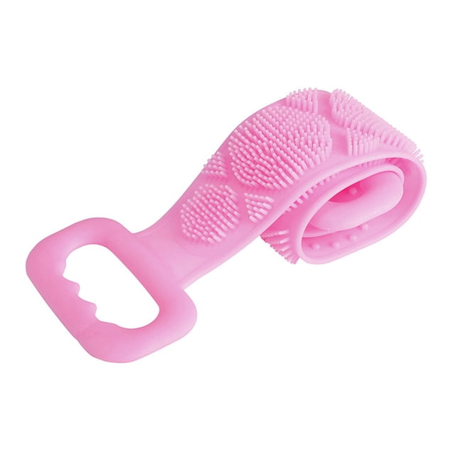 fastboy Bath Towel Back Wash Band Strap Shower Scrubber Silicone Exfoliating Scrubbing Tool, Pink