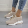 thumbnail image 5 of Willtoo Fashion Wedge Sneaker for Women Ladies High Heeld Wedge Sneakers Hidden Lace Up Platform Sneakers Daily Wear Shoes Brown, 5 of 5