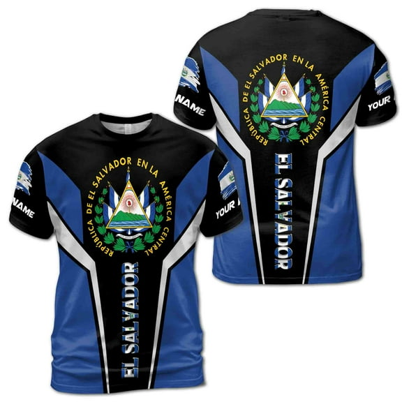 Custom Name EL Salvador Coat of Arms Patriotic 3D T-shirt S-5XL