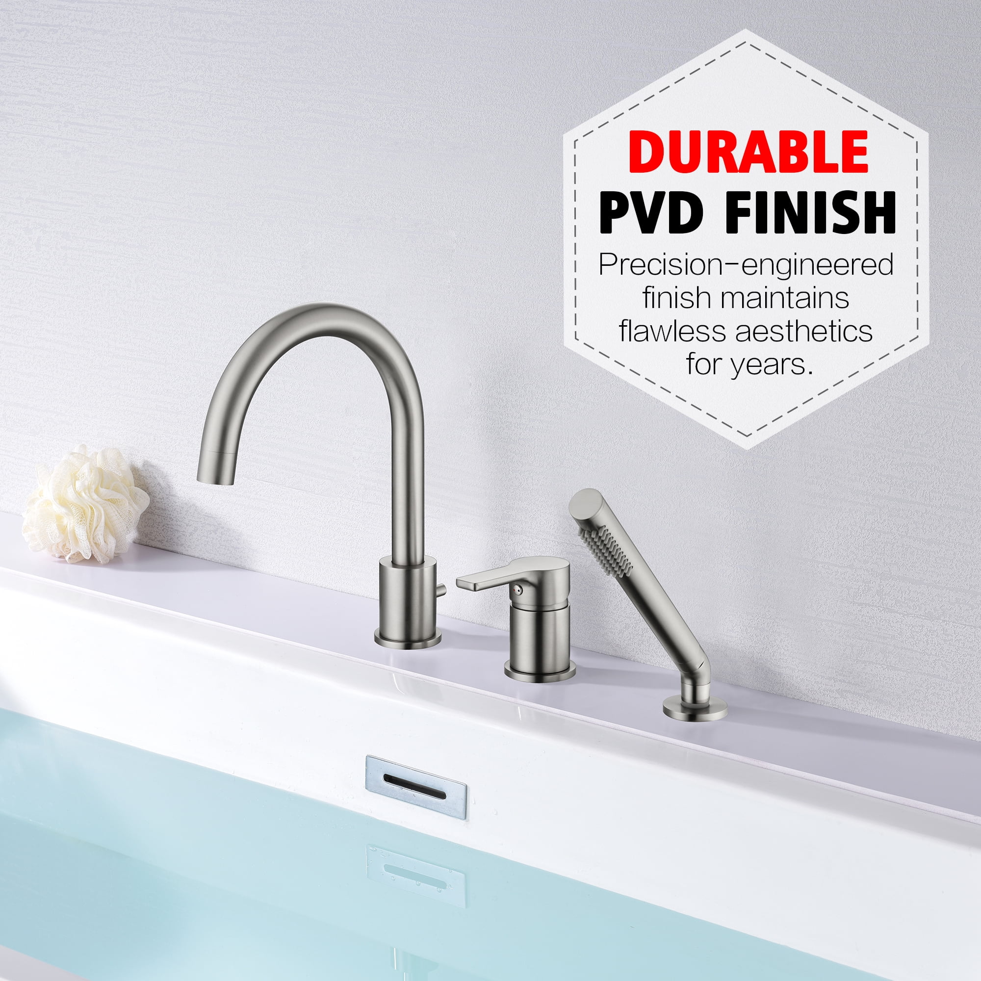 Roman Tub Faucet with Handheld Shower Sprayer and Valve,Brushed Nickel
