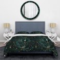 thumbnail image 3 of Designart "Radiant Elegance In Deep Emerald II" Gold Marble Bedding Covert Set - Glam Bed Set With 2 Shams, 3 of 5