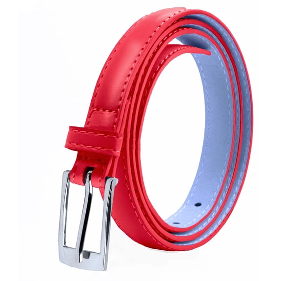 belle donne - women's leather skinny hip or waist dress belt -red-xl