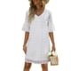 thumbnail image 1 of Vestido ANGGREK de Lunares Gasa Corto Verano Cuello en V Blanco M, 1 of 7