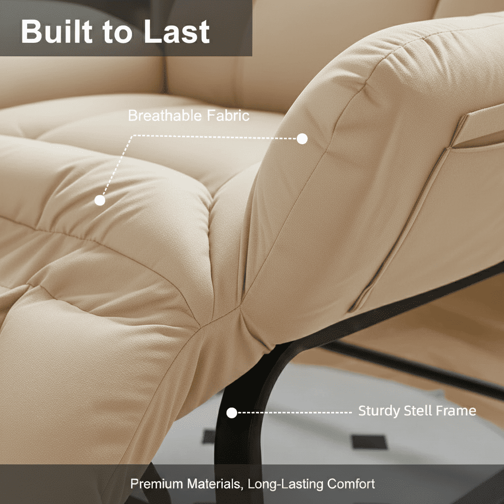 JUANYU Reclining Office Chair,5-Position Backrest Adjustment Desk Chair with Footrest,Ideal for Home or Office Use,Off White