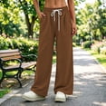 thumbnail image 5 of ZHYou No Boundarie Wide Leg Drawstring Sweatpants for Women Casual Loose Fit Comfy Flare Jogger Pants with Pockets,Brown,Size XL, 5 of 7
