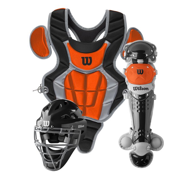 Wilson C200 Youth Catchers Gear Kit, Black and Orange
