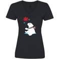 thumbnail image 3 of Inktastic Polar Bear With A Scarf, White Bear, Snowflakes Women's V-Neck T-Shirt, 3 of 5
