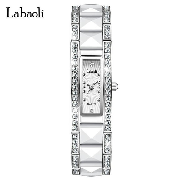 EXPLOJOY Stylish Rectangle Watch for Women – Stainless Steel Strap & Crystal Details
