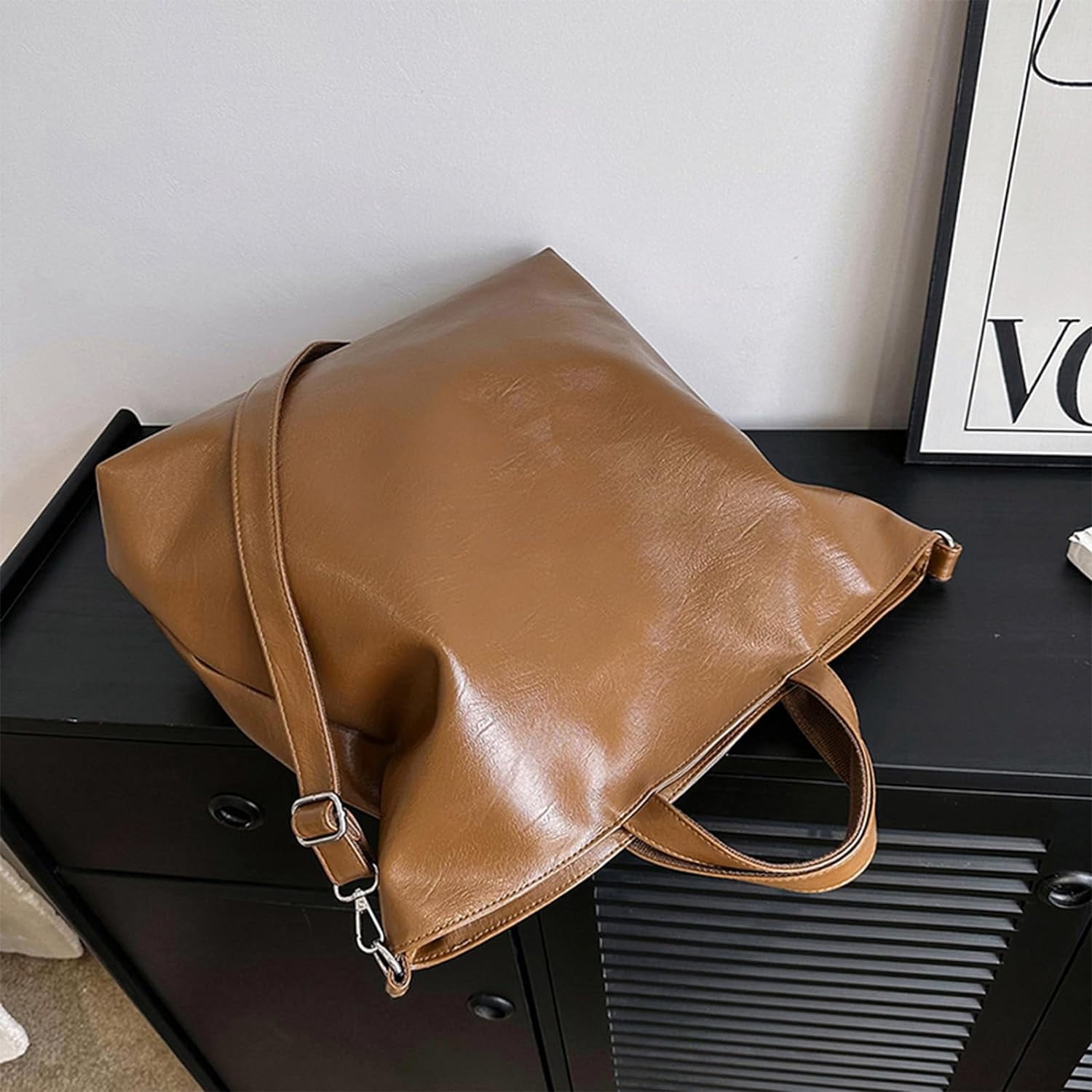Kukuzhu Leather Tote Bag for Women, Large Tote Bags Trendy Designer Crossbody Purses Top Handles Shoulder Handbags