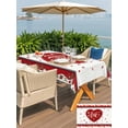 thumbnail image 4 of Outdoor Tablecloth with Umbrella Hole and Zipper, Red Valentine's Day Rectangle Table Cloth 54x80 Inch Waterproof Tablecloth, Love Heart Roses Romantic Picnic Table Cover for Patio Camping, 4 of 7