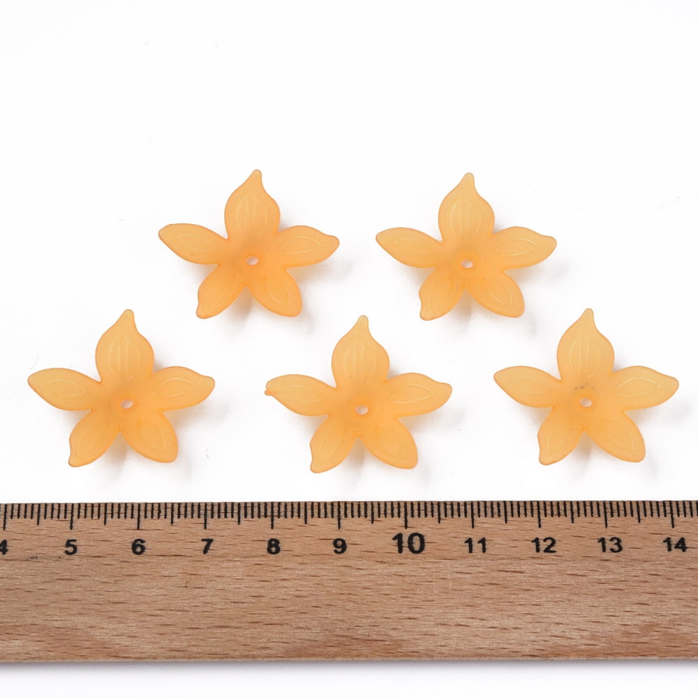 Transparent Acrylic Beads Frosted Flower Sandy Brown 26x27x6mm Hole: 1.8mm 980pcs/500g