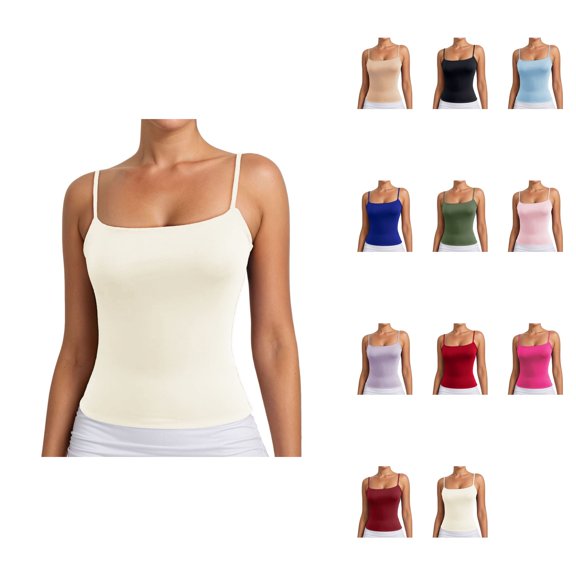 Women's Strappy Tank Top, Sleeveless Basic Camisole Pure Color Layering Piece for Casual Everyday Wear, Vacation & Outfit Styling