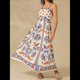 thumbnail image 4 of Vestido Maxi Floral de Verano 2025 para Mujer, Sin Mangas, con Tirantes Finos, Estampado, Fruncido, Estilo Bohemio, para Playa Rojo y Azul XL, 4 of 6