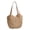 Khaki, variant on Weave Straw Tote Bag For Women Heart Open Leather Strap Woven Shoulder Bag Casual Daily Commuter Vacation Beach Large Capacity Handbag
