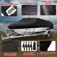 thumbnail image 2 of Teblint Waterproof Boat Cover, 17-19ft Trailerable Boat Cover, 420D Heavy Duty Oxford Mooring Cover for V-Hull Boat Runabouts with 5 Straps, Storage Bag (Black), 2 of 9