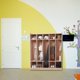 thumbnail image 5 of QinaQin Locker infantil de 5 secciones con 10 cubículos, 4 ruedas, 5 ganchos y 2 cajas de almacenamiento, ideal para salón de clases, guardería, kínder o área infantil en casa, 5 of 6