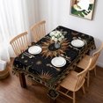 thumbnail image 2 of Golden Black Rectangle Tablecloth, Sun Middle Century Abstract Luxury Waterproof & StainResistant Tablecloth, Washable Oil-proof Table Cover for Dining/Party/Wedding/Camping/Buffet 60x102 In, 2 of 9