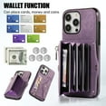thumbnail image 2 of for iPhone 16 Pro Max Case with Zipper Card Holders and Crossbody Strap & Short Belt for Women, RFID Blocking PU Leather Button Flip Shockproof Wallet Case Cover for iPhone 16 Pro Max - Purple, 2 of 10