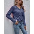 thumbnail image 3 of Gustave Women's V Neck Long Sleeve T-Shirts Fashion Cross Wrap Tops Solid Casual Loose Tunic Blouse Tee for Fall Winter "Blue, M", 3 of 8