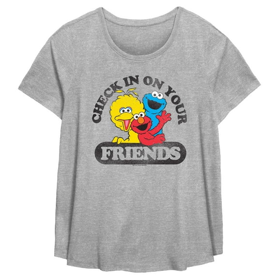 Women's Sesame Street Checking In on Friends  Graphic T-Shirt