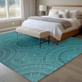 thumbnail image 4 of Ethnic Floral Area Rugs 8'x10', Washable Small Throw Rugs for Living Room Patio, Aqua Teal Vintage Tribe Abstract Indoor Outdoor Rug Non-Slip Low Pile Carpet Runner Reversible Floor Mats, 4 of 8
