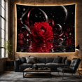 thumbnail image 6 of Red Peony with Pearls on Dark Water, Romantic Gothic Illustration, Valentine's Day Gift for Flower Lovers, Botanical Wall Art, Tapestry Wall Hanging for Bedroom and Living Room, 6 of 7