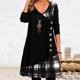 thumbnail image 1 of WILLBEST Faldas Para Mujer Vestido De Mujer De Manga Larga Con Cuello En V Y Patchwork Con Botones Decorados Y Estampado A Cuadros, 1 of 3